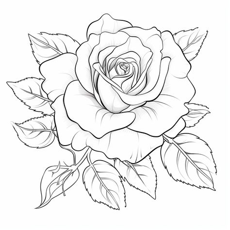 Black Rose Drawing, White Rose Drawing, Rose Outline Drawing, Rose Drawings, Dragon Tattoo Drawing, Chest Tattoo Ideas, Rose Outline, Rose Drawing Tattoo, Rose Coloring Pages