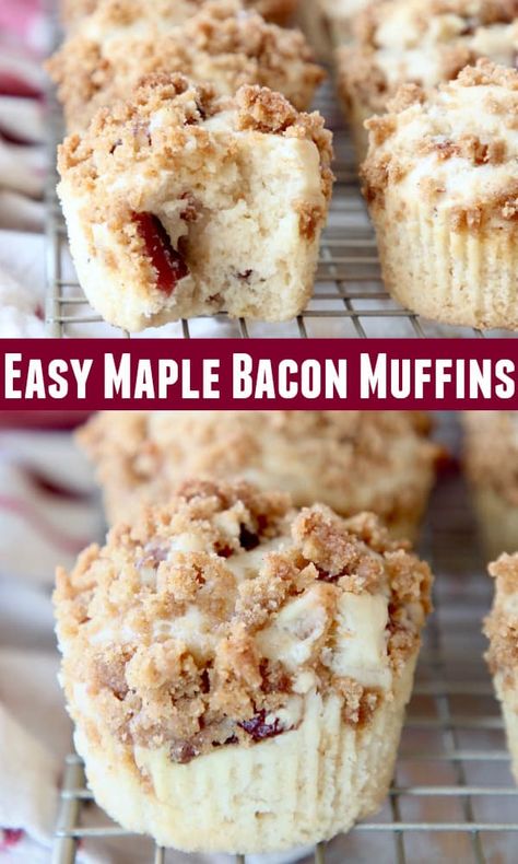 Milk Muffins, Brown Sugar Muffins, Maple Muffins, Bacon Desserts, Bacon Treats, Bacon Muffins, Crumble Muffins, Maple Recipes, Maple Syrup Recipes