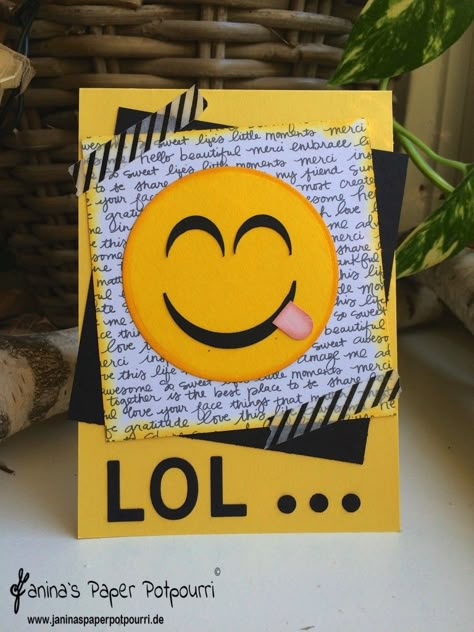 Lol Emoji, Valentine's Quotes, Emoji Craft, Punch Ideas, Emoji Birthday, Emoji Party, Fun Cards, Teen Birthday, Birthday Card Ideas