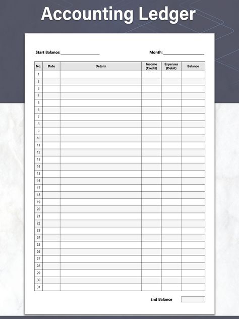 This printable accounting ledger sheet helps you keep track of your small business bookkeeping.  Ideal as a general ledger sheet, it is designed to allow you to record income and expense transactions by month.  Useful for any financial period.     This accounts ledger sheet is simple in design, and easy to use.   It is ideal for small business owners looking for a more minimalist and convenient alternative to the typical 2 or 3 column accounting forms.  Designed for both personal and professiona How To Keep Track Of Your Small Business, Accounting Ledger Printable, Bookkeeping Templates Free Printable, Small Business Bookkeeping Templates, Accounting Templates, Organize Bills, Small Business Printables, Business Expense Tracker, Accounting Ledger