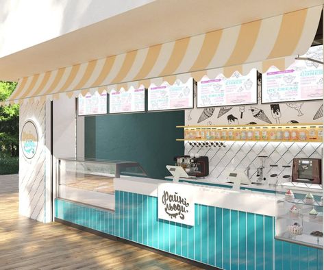 1 new message Ice Cream Store Design, Ice Cream Shop Interior, Ice Cream Shop Interior Design, Ice Cream Store, Ice Cream Business, Bubble Tea Shop, Gelato Shop, Shop Counter, Kiosk Design