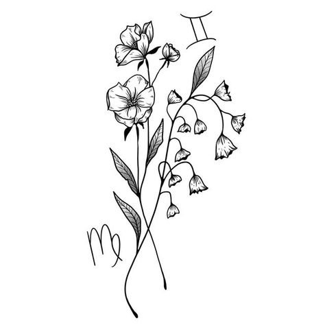 Lily Of The Valley And Hawthorn, Lily Of The Valley And Hawthorn Tattoo, Hawthorn Tattoo, Line Work Tattoo, Flower Tattoo Designs, Lily Of The Valley, Flower Drawing, Maple Leaf Tattoo, The Valley