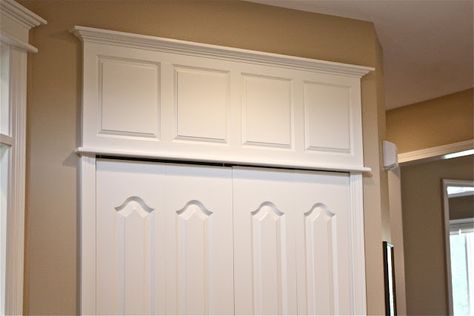 How To Make Doors Appear Taller   (or make them even if they are different heights) Yellow Cape Cod, Make A Door, Doors And Hardware, Interior Barn Doors, Barn Door Hardware, Closet Doors, Diy Home Improvement, Diy Molding, Moldings And Trim