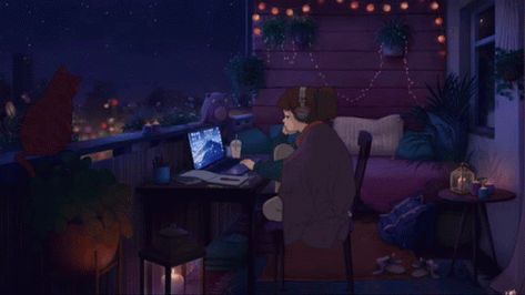 Lofi Browsing GIF - Lofi Browsing Studying - Discover & Share GIFs Studying Gif, 8k Resolution Wallpapers, Studying Girl, Desktop Wallpaper Art, Japon Illustration, Music Wallpaper, Aesthetic Gif, Anime Scenery Wallpaper, Night Aesthetic