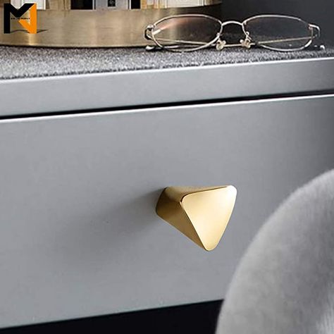 Myxekllo 4 Pieces Gold Triangle Cabinet Knob, Brass Cabinet Dresser Drawer Knobs Hardware Handle Kitchen Cupboard Knobs Small Drawer Knobs - - Amazon.com Triangle Cabinet, Kitchen Cupboard Knobs, Gold Drawer Knobs, Wardrobe Door Knobs, Modern Cabinet Hardware, Leather Drawer Pulls, Dresser Drawer Knobs, Cabinet Dresser, Kitchen Cabinet Drawers