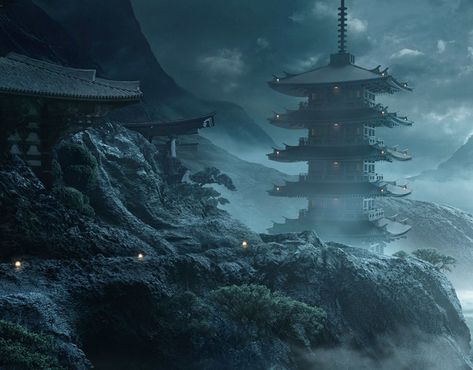 Feudal Japan challange try, Waldemar van Deurse on ArtStation at https://www.artstation.com/artwork/qAAwmR Asian Fantasy City, Feudal Japan Wallpaper, Feudal Japan Fantasy Art, Feudal Japan Aesthetic, Fantasy Landscape Japanese, Feudal Japan, Asian Architecture, Japan Aesthetic, Create Something