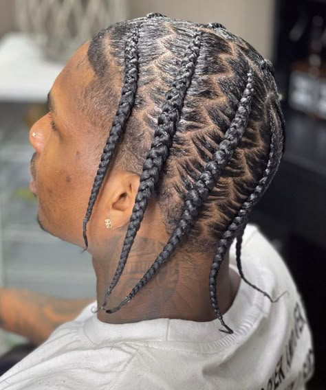 Drop Braids For Men, Stitch Braid Styles For Men, Black Male Braided Hairstyles, Male Braid Designs, West Coast Braids Men, Braided Boy Hairstyles, Braids To The Side Men, Males Hairstyle, West Coast Braids