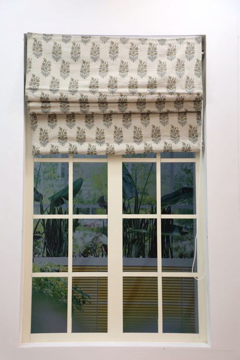 Roman window shades Block Print Pillow Covers-Fabdivine Inside Mount Roman Shade, Outside Mount Roman Shades, Make Roman Shades, Indoor Windows, Fabric Roman Blinds, Linen Roman Shades, Outside Window, Shades For Windows, Shades Window