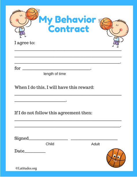 My Basketball Behavior Contract Behavior Contract, Kid Dates, Basketball Style, Behaviour Chart, Kids Signs, Student Success, Chore Chart, School Counseling, Therapy Activities