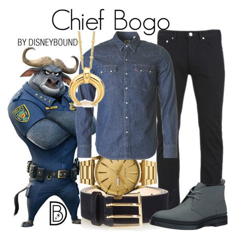 "Chief Bogo" by leslieakay ❤ liked on Polyvore featuring Paul Smith, Nixon, Levi's, Calvin Klein Jeans, Missoma, men's fashion, menswear, disney, disneybound and zooopia Zootopia Disneybound, Dapper Disney, Disney Closet, Chief Bogo, Disney Character Outfits, Princess Inspired Outfits, Outfit Disney, Disney Bounds, Everyday Cosplay