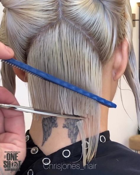 26.2k Likes, 555 Comments - Chris Jones (@chrisjones_hair) on Instagram: “Fresh cut for @thedappergirl ✂️ I like to cut the nape area wet. It allows me to get the precise…” Haircut Videos, Razor Cut Bob, Bob With Fringe, Chris Jones, Blonde Bobs, Haircuts For Fine Hair, Fresh Cut, Blow Dry, Hair Cut