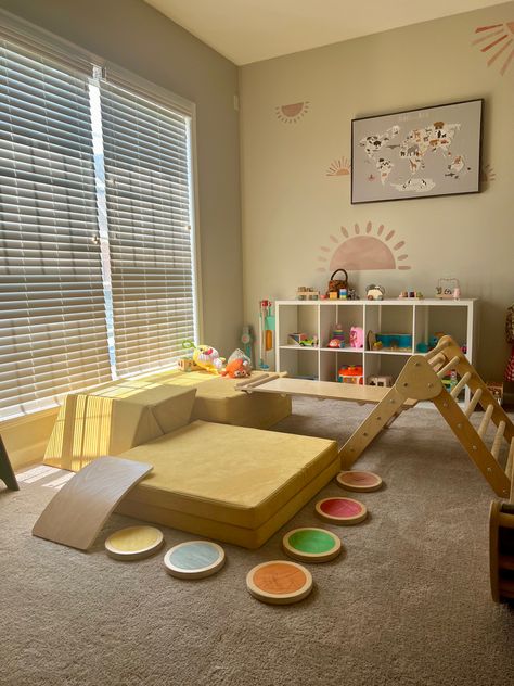 Playroom Ideas Nugget, Nugget Couch Gingerbread House, Nugget Couch And Pikler, Nugget Pickler Triangle, Nugget Couch Ideas Climbing, Nugget And Pickler Triangle, Single Nugget Builds For Climbing, Pickler Triangle And Nugget Builds, Nugget Pikler Builds