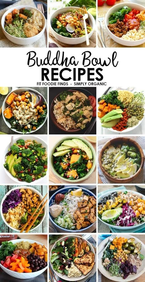 15 Healthy Buddha Bowl Recipes - Fit Foodie Finds Buddha Bowl Recipes, Buddha Bowls Recipe, Eat More Veggies, Power Bowls, More Veggies, Healthy Bowls, Buddha Bowls, Eat The Rainbow, Buddha Bowl