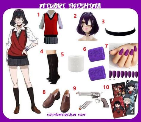 Midari Cosplay, Gambling Aesthetic, Kakegurui Characters, Kakegurui Cosplay, Diy Halloween Costume Ideas, Costume Guide, Kawaii Wigs, Cosplay Cute, Costume Tutorial