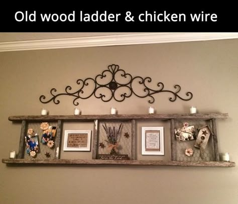 Old Wood Ladder, Old Wooden Ladders, Wood Pallet Beds, Ladder Ideas, Old Ladder, Pallet Beds, Wood Ladder, Deco Originale, Wooden Ladder