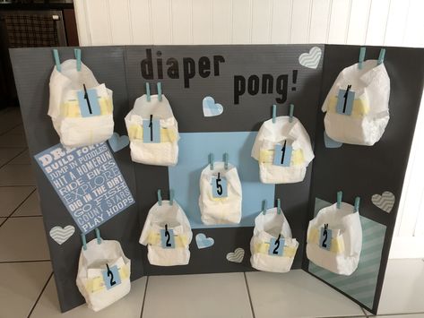 Diaper pong baby shower game! Diaper Pong, English Journal, Pretty Little Fawn, Jordan Baby Shower, Baby Shower Fruit, Baby Shower Games Unique, Cow Baby Showers, Surprise Baby Shower, Sports Baby Shower