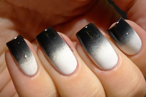 black and white nails Black And White Ombre Acrylic Nails, Black Ombre Nails, Black And White Nail, Black And White Nail Designs, Black White Nails, White Gradient, Ombré Nails, Matte Black Nails, White Nail Art