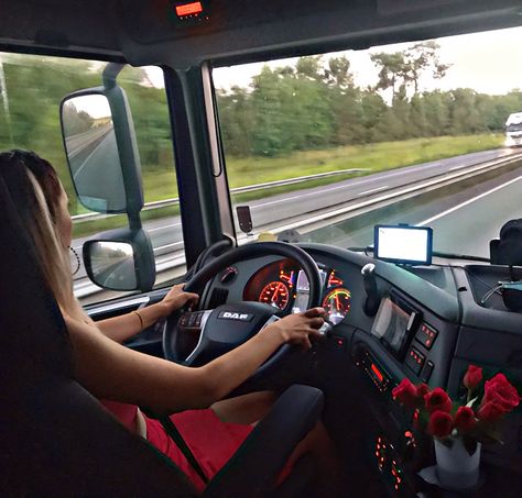 Lady Truck Drivers, Woman Truck Driver, Merry Eva, Truck Driver Aesthetic, Prayer Bored, Trucker Aesthetic, Female Truck Driver, Best Travel Camera, Sales Landing Page