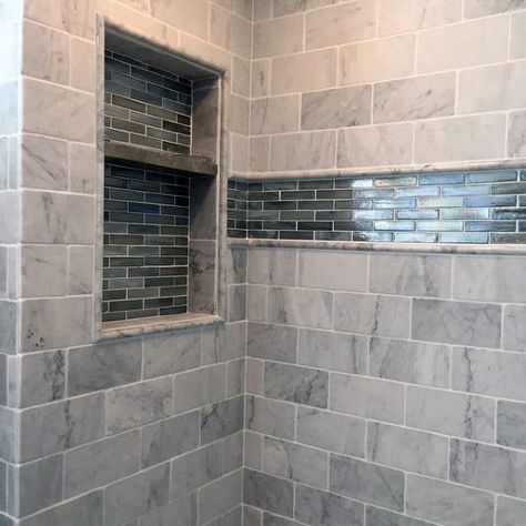 Bathroom Niche Design, Shower Niche Tile Ideas, Bathroom Niche Ideas, Shower Niche Ideas, Handicapped Bathroom, Recessed Shelf, Shower Accent Tile, Tiled Showers, Tile Shower Niche