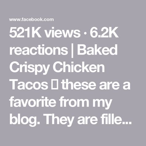 521K views · 6.2K reactions | Baked Crispy Chicken Tacos 🌮 these are a favorite from my blog. They are filled the brim with delicious flavors from salsa Verde and seasonings. A must try! The full recipe is linked in my profile..Grab the recipe through Google 🔍 sailor Bailey crispy chicken tacos or click the link in my bio. You can also comment “taco” and I will send you the link.Xoxo...#taco #dinner #dinnerideas #recipe #goodfood #eat #eatgood #yummyfood #yummy #food #foodporn #foodie | Practice With Me | Practice With Me · Original audio Crispy Chicken Tacos, Baked Crispy Chicken, Sailor Bailey, Taco Dinner, Easy Steak Recipes, Taco Bake, Easy Steak, Mexican Casserole, Chicken Tacos