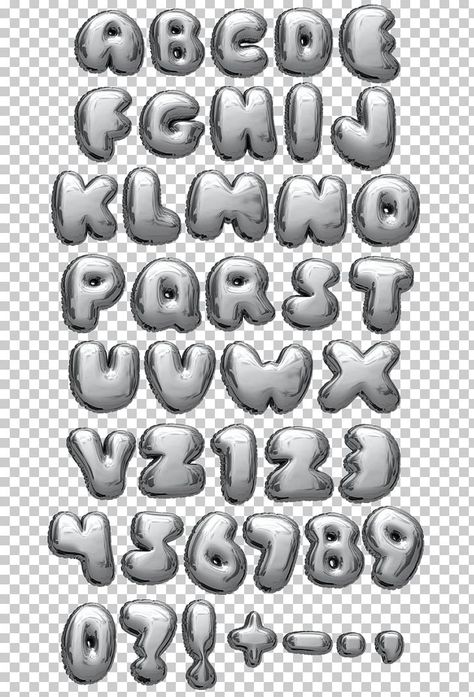 Typography Bubble, Balloon Black And White, Typography Design Alphabet, Typeface Alphabet, 3d Fonts, Balloon Font, Balloon Alphabet, Graphic Letters, Alphabet Sticker