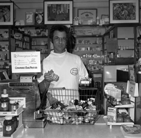 Pharmacist at Dana Drugs, 1970s. Old Pharmacy, Fantasy Costumes, Pharmacist, Romeo And Juliet, Pharmacy, 1970s