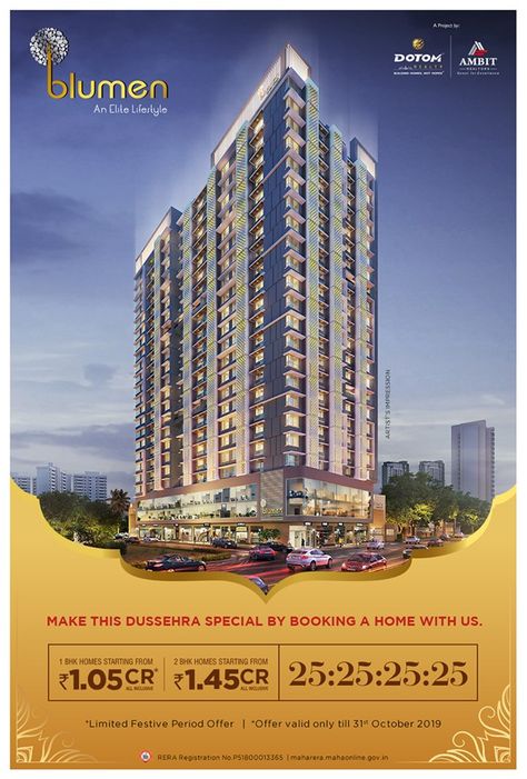 Make this Dussehra special by booking a home with us.  Blumen, An Elite Lifestyle at Vikhroli (West)  Contact - +91 9209899000  www.blumen.co.in  #Blumen #RealEstate #LuxuryHomes #Residential #Vikhroli #Mumbai #DotomRealty #Housing #FestiveSeason #Dussehra #Festival #Celebration #Occasion #Divine #AuspiciousDay Eid Mubarak Real Estate Creative Ads, Dussehra Real Estate, Dhanteras Creative Ads Real Estate, Diwali Real Estate Ads, Dot Animation, Elite Lifestyle, Hair Poster Design, Poster Design Kids, Interior Brochures