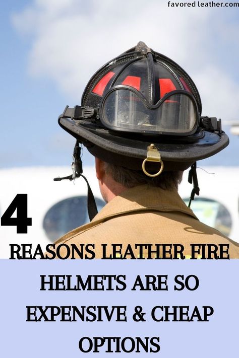 Fire helmets are an important protective tool and they can be expensive! We'll walk you through the 4 reasons why fire helmets cost so much money, PLUS 5 cheap alternatives option. #leatherwork #leather #hacks #guide #fyi #tips #leathergoods #awesome Leather Fire Helmet, Leather Helmet, Diy Leather Working, Firefighter Gear, Leatherworking Tools, Fire Helmet, Leather Craft Projects, Leather Repair, Leather Diy