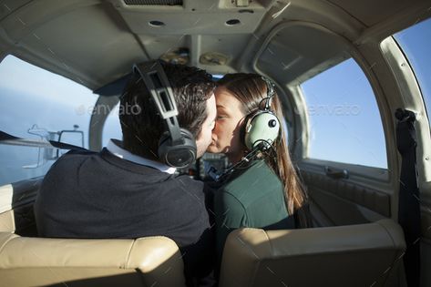 Young pilot and girlfriend by wollwerth. Young jet setting couple kiss in private plane #AD #wollwerth, #jet, #girlfriend, #Young Couple Plane Aesthetic, Pilot Girlfriend, Pilot Career, Student Pilot, Dream Pictures, Ugly Love, Private Plane, Adventure Couple, Aviation Photography