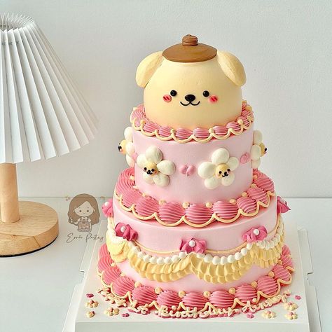 Pompompurin Cake Birthday, Pompompurin Birthday Cake, Pompompurin Cake, Sanrio Cake, Sanrio Party, Kawaii Cake, Bunny Birthday Cake, Zombie Cake, Roblox Cake