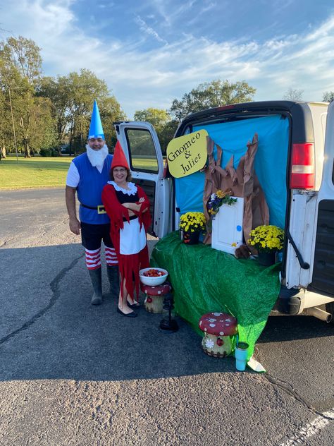 Trunk or Treat Trunk Or Treat Gnome, Gnome Trunk Or Treat, Gnome And Juliet, Trunker Treat Ideas, Mushroom Costume, Trunk Or Treat Ideas, Fall Fest, Halloween Bash, Treat Ideas