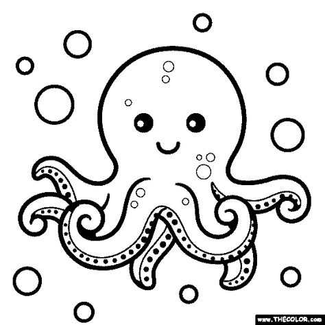 Octopus Coloring, Octopus Colors, Octopus Coloring Page, Media Pembelajaran, Octopus Crafts, Octopus Drawing, Pages To Color, Baby Octopus, Disney Cartoon Characters