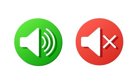 Mute Button, Web Icons, Red Button, Green And Red, Loudspeaker, Premium Vector, Graphic Resources, Halo, Sound