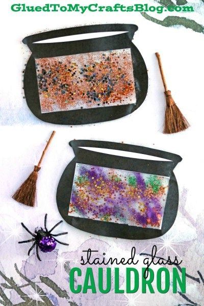 Stained Glass Witch Cauldron – Free Template - Halloween Kid Craft Idea. Cute activity for Halloween speech therapy! #gluedtomycrafts Halloween Speech Therapy, Halloween School Treats, Thema Halloween, Museum Education, Room On The Broom, Witch Cauldron, Halloween Crafts For Toddlers, October Crafts, Fun Halloween Crafts