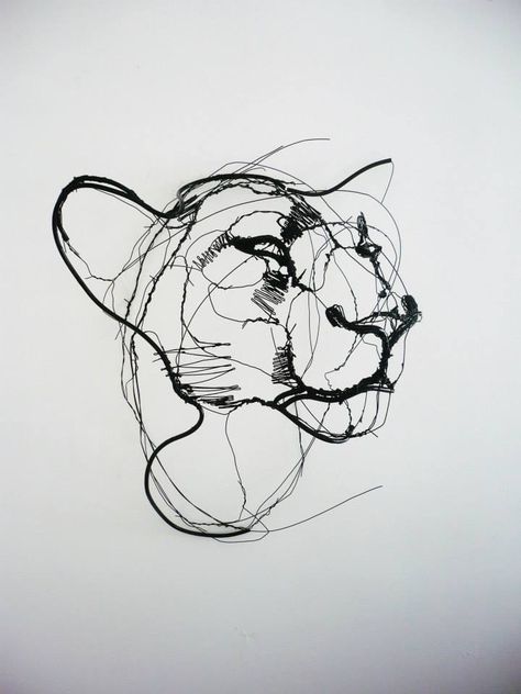 Wire Animal Sculptures Look Like Life-Size Scribbled Drawings Suspended in Mid-Air - My Modern Met David Oliveira, Scribble Drawings, 3d Pen Art, Art Fil, Wire Sculptures, Wire Art Sculpture, Sculpture Projects, Wire Drawing, Ink Drawings