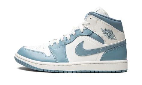 Air Jordan 1 Mid Unc, Jordan 1 Mid Unc, Unc Shoes, Womens Air Jordan 1, Jordan 1 Mid White, Retro Basketball Shoes, Dr Shoes, Nike Air Jordan 1 Mid, Womens Air Jordans