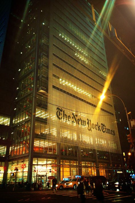 The New York Times office New York Times Office, New York Night, Night City, The New York Times, New York Times, At Night, Broadway Shows, Vision Board, New York