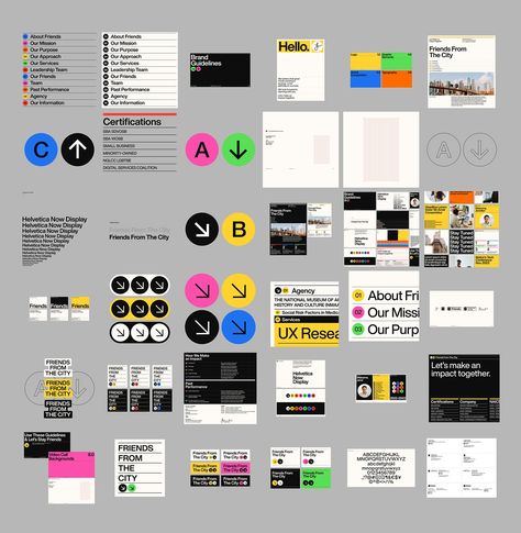 Branding and Visual Identity: A Case Study on Friends From the City Brand Visual Identity System, Brand Identity System, City Visual Identity, Visual Brand Identity Design, Company Identity Design, Workshop Branding, Brand Board Inspiration, Vibrant Branding, Branding Layout