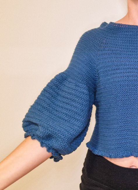 How to Crochet an Off-Shoulder Puffy Sleeves Sweater  - Loops Only Fall Crochet, Half Double Crochet Stitch, Sleeves Sweater, Sport Weight Yarn, Double Crochet Stitch, Sweater Fits, Off Shoulder Sweater, Puffy Sleeves, Half Double Crochet