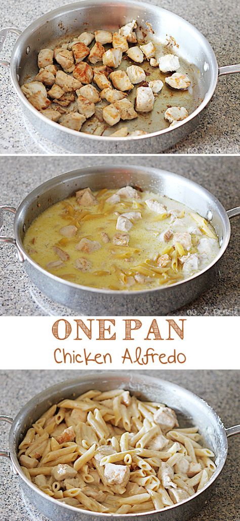 One Pan Chicken Alfredo, Skillet Enchiladas, Chicken And Pasta, Chicken Alfredo Pasta, Simple Salad, One Pan Chicken, Alfredo Pasta, Pan Chicken, Think Food