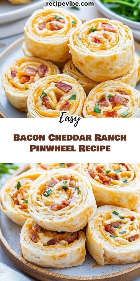 Elevate your appetizer game with Beef Bacon Cheddar Ranch Pinwheels! These bite-sized delights feature a flavorful blend of crispy bacon, rich cheddar cheese, and ranch dressing, all rolled up in a soft tortilla. Quick to prepare, they’re a hit at any event. Perfect for serving at parties or casual get-togethers! Bacon Cheddar Ranch Pinwheels, Healthy Lunch For School, Ranch Pinwheels, Pinwheels Appetizers, Good Appetizers, Pinwheel Recipe, Beef Appetizers, Savory Bacon, Cream Cheese Pinwheels