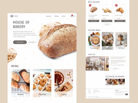 Bakery Website Design, Cafe Website Design, Cookies Website, Ux Portfolio, Cafe Website, Bakery Website, Website Design Inspiration Layout, Bakery Store, Food Gallery