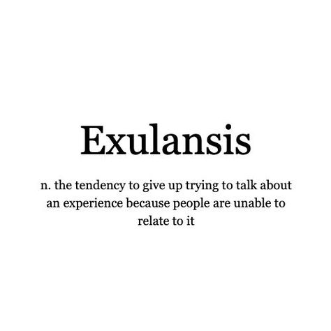 Word of the Day: Exulansis I think we've all experienced this at one point in our lives or another. It is a shame when people cannot empathise. --------------------------------------------- We'd love to see how you might use any of our words of the day. Send us your thoughts; the most poetic, funniest or otherwise best will be featured on our feeds and (later this year) our magazine. . . . #WordoftheDay #relate #experience #conversation #vocabulary #empathy #learn #words #writerscommunity Words To Describe People With Meaning, Aesthetic Words To Describe People, Aesthetic Titles For Books, Rare Words With Dark Meanings, Big Words For Love, Big Words And Their Meanings, Words You Didnt Know Existed Feelings, Aesthetic Greek Words, Words For Feelings You Cant Explain