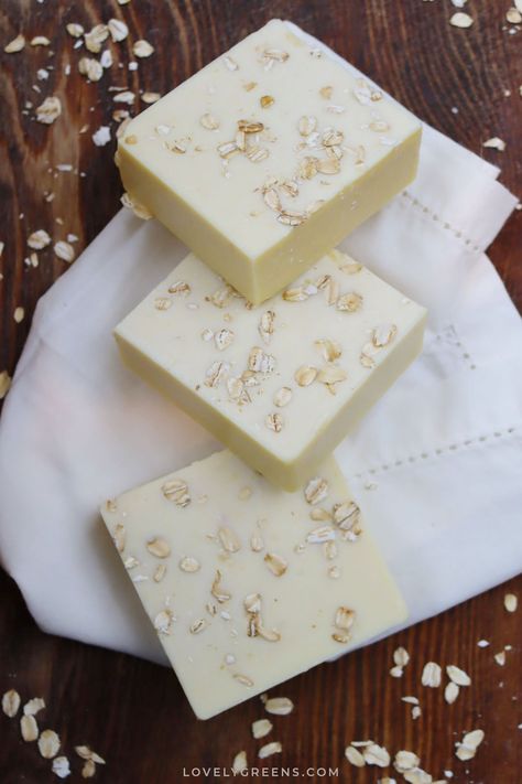 Oatmeal Soap Recipe (Cold Process) • Lovely Greens Oatmeal Soap Recipe, Honey Soap Recipe, Make Your Own Soap, Lovely Greens, Cold Pressed Soap, Easy Soap Recipes, Handmade Soap Recipes, Cold Process Soap Recipes, Soap Making Recipes