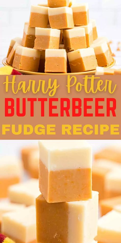 Fudge Harry Potter, Butterbeer Ice Cream Recipe, Butterbeer Fudge Recipe, Butterbeer Cake, Butter Beer Recipe Harry Potter, Butterbeer Fudge, Harry Potter Butterbeer, Butterscotch Fudge, Harry Potter Snacks