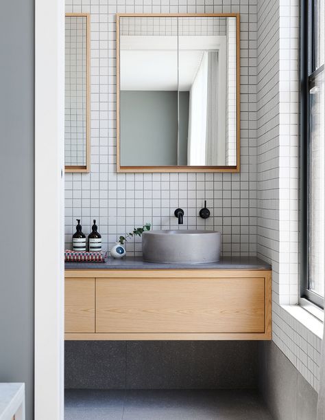 Shower Alcove, Mini Bad, Floating Cabinets, Japanese Interior Design, Bathroom Mirror Cabinet, Japanese Interior, Living Room Flooring, The Design Files, Cheap Decor