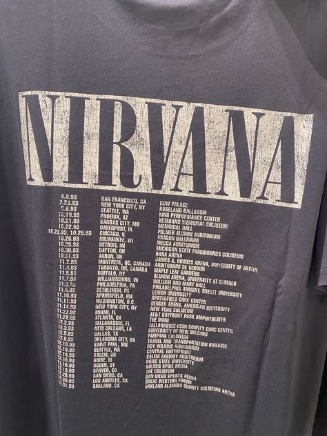 Band Tshirt Outfit, Nirvana Merch, Silk Wedding Dress Simple, Palace Ballroom, Nirvana Music, Nirvana Tshirt, Word Fonts, 90’s Aesthetic, William And Mary