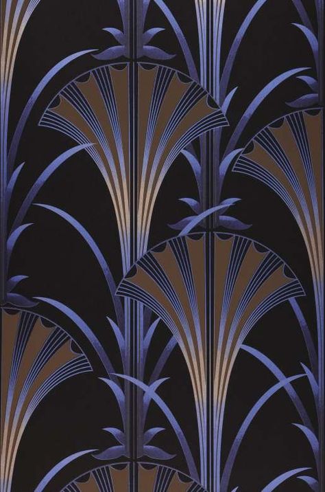 Art Deco wallpaper | Sensual Gatsby Style of the 1920s & 1930s | Wallpaper from the 70s Art Deco Blue And Gold, Art Deco Wall Paper, Art Deco Textiles, Fan Wallpaper, Art Deco Background, Art Deco Style Interior, Art Deco Motif, Wall Art Creative, Architecture Art Nouveau