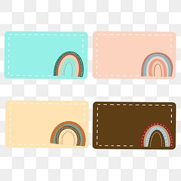 Boho Rainbow Nametags, Notebook Name Labels Aesthetic, Cute Name Labels, Name Tag Clipart, Name Tag Png, Cartoon Name, Classroom Name Tags, Name Tag Templates, Tag Png