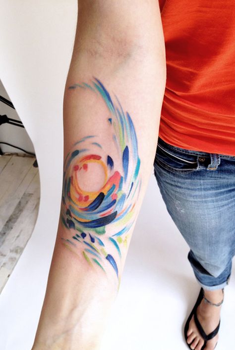 Watercolor tattoo - 65+ Examples of Watercolor Tattoo | Art and Design Colorful Tattoo, Kunst Tattoos, Watercolor Tattoos, Abstract Tattoo, Tattoo Love, Ink Ideas, S Tattoo, Tattoo Models, Skin Art